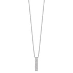 Sterling Silver Rhodium-plated CZ Dangle Bar Necklace