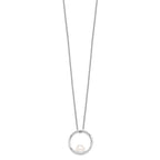 Sterling Silver Rhodium-plated 7-8mm White Round Freshwater Cultured Pearl 18 inch Necklace