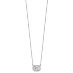 Sterling Silver Platinum-plate CZ w/two 1in ext. Necklace