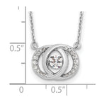 Sterling Silver Platinum-plate CZ w/two 1in ext. Necklace
