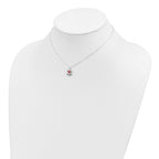 Sterling Silver Polished Red & Green Enameled Flower Children's Necklace