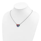Sterling Silver Rhod-plated Enameled Autism Heart Necklace