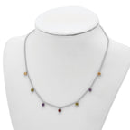 Prizma Sterling Silver Rhodium Plated 16 inch Dangling Colorful CZ Necklace with 2 inch Extender