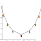 Prizma Sterling Silver Rhodium Plated 16 inch Dangling Colorful CZ Necklace with 2 inch Extender