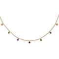 Prizma Sterling Silver Gold-tone 14K Flash Gold-plated 16 inch Dangling Colorful CZ  Necklace with 2 inch Extender