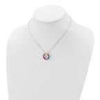 Prizma Sterling Silver Rose-tone 14K Flash Rose Gold-plated 16 inch Colorful Baguettes CZ Circle Necklace with 2 inch Extender