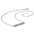Prizma Sterling Silver Rhodium-plated 18 inch with Fancy Lobster Clasp Colorful CZ Bar Necklace