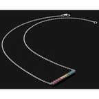Prizma Sterling Silver Rhodium-plated 18 inch with Fancy Lobster Clasp Colorful CZ Bar Necklace