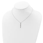 Prizma Sterling Silver Rhodium-plated 16 inch Colorful CZ Vertical Bar Necklace with 2 inch Extender