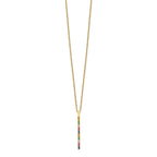 Prizma Sterling Silver Gold-tone 14K Flash Gold-plated 16 inch Colorful CZ Vertical Bar Necklace with 2 inch Extender