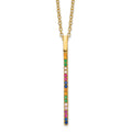 Prizma Sterling Silver Gold-tone 14K Flash Gold-plated 16 inch Colorful CZ Vertical Bar Necklace with 2 inch Extender
