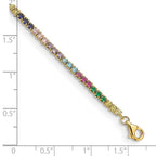 Prizma Sterling Silver Gold-tone 14K Flash Gold-plated 7 inch Colorful CZ Bracelet with 1 inch Extender