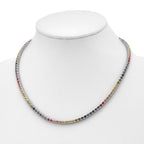 Prizma Sterling Silver Rhodium-plated 18 inch 3mm Colorful CZ Necklace