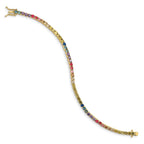 Prizma Sterling Silver Gold-tone 14K Flash Gold-plated 7 inch 3mm Colorful CZ Tennis Bracelet