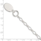 Sterling Silver Rhodium-plated Fancy Oval Disc Bracelet