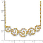 Sterling Shimmer Sterling Silver Gold-tone Flash gold-plated 133 Stone CZ Swirls Necklace with 2 inch extender