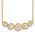 Sterling Shimmer Sterling Silver Gold-tone Flash gold-plated 133 Stone CZ Swirls Necklace with 2 inch extender