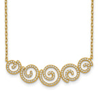 Sterling Shimmer Sterling Silver Gold-tone Flash gold-plated 133 Stone CZ Swirls Necklace with 2 inch extender