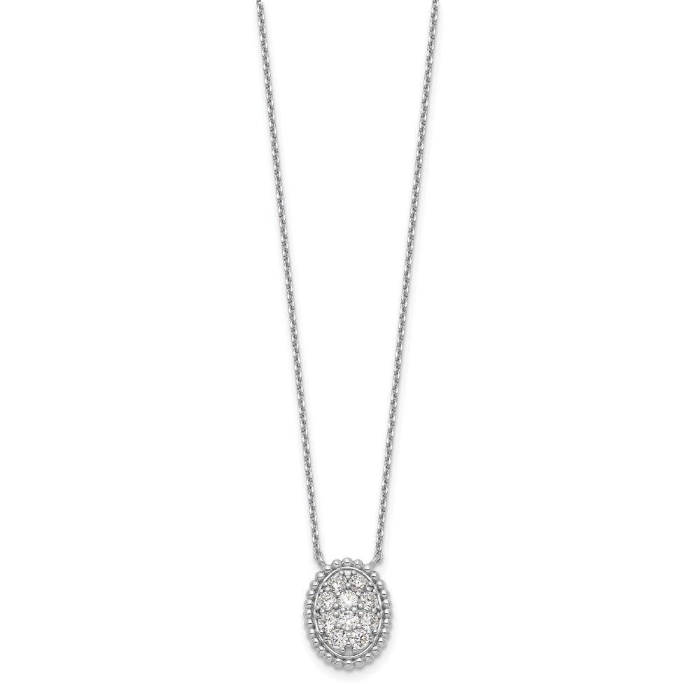 Sterling Shimmer Sterling Silver Rhodium-plated 18 inch 10 Stone Oval CZ Necklace