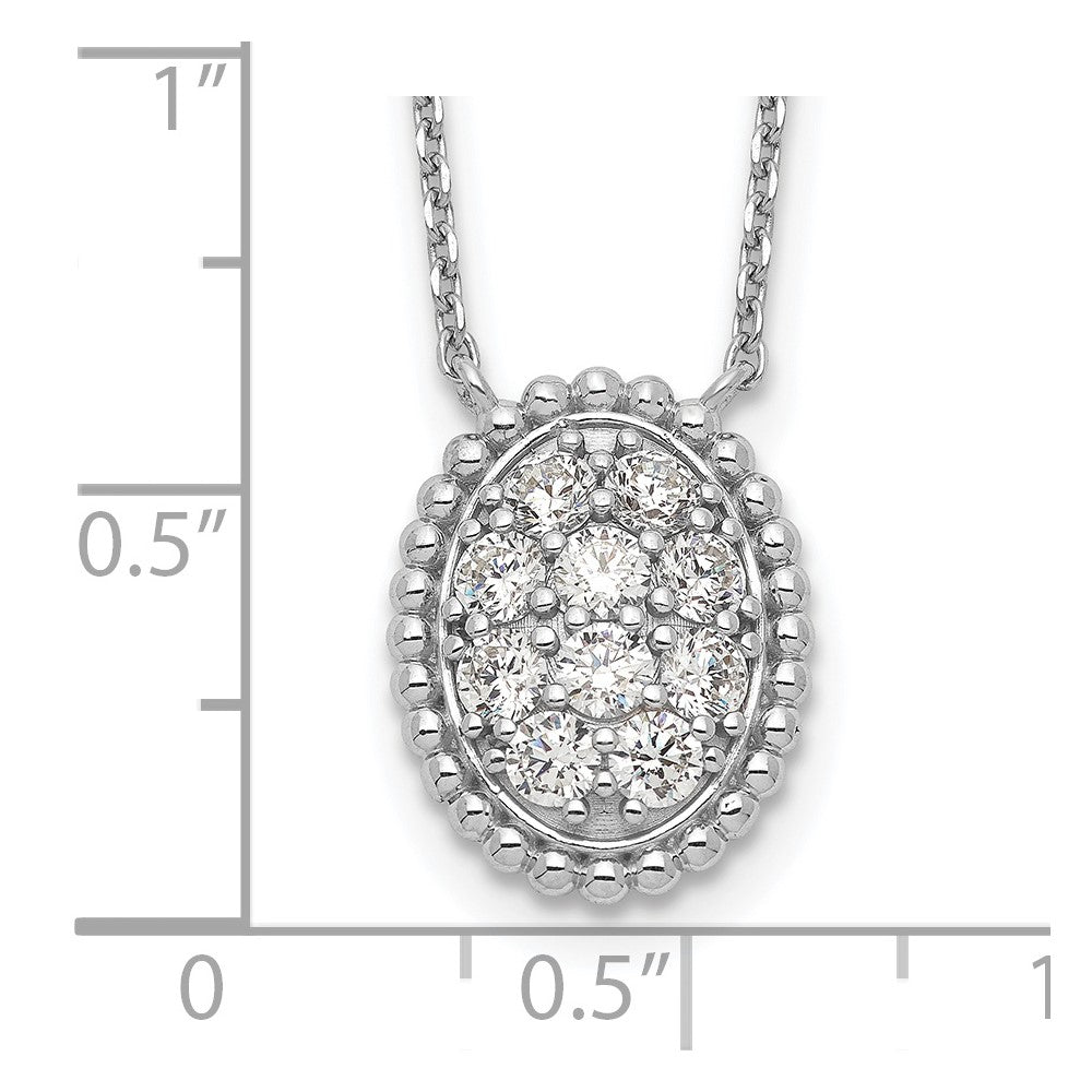 Sterling Shimmer Sterling Silver Rhodium-plated 18 inch 10 Stone Oval CZ Necklace