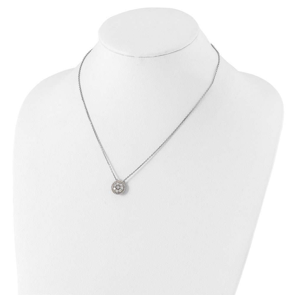Sterling Shimmer Sterling Silver Rhodium-plated 18 inch 8 Stone CZ Round Necklace