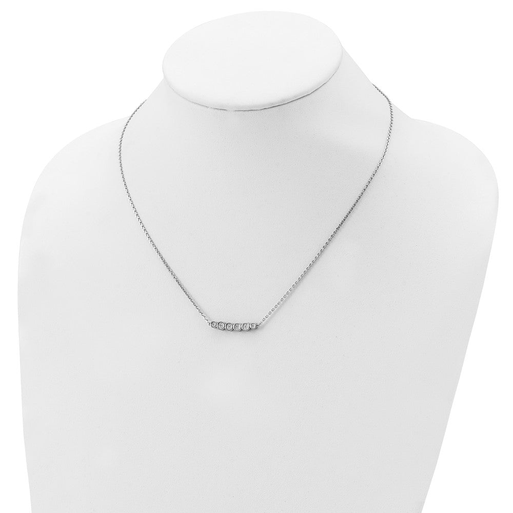 Sterling Shimmer Sterling Silver Rhodium-plated 16 inch 6 Stone CZ Bar Necklace with 2 inch extender