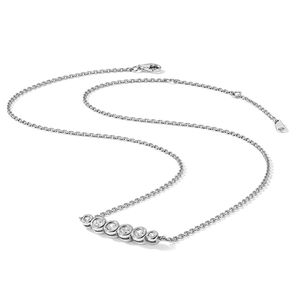 Sterling Shimmer Sterling Silver Rhodium-plated 16 inch 6 Stone CZ Bar Necklace with 2 inch extender
