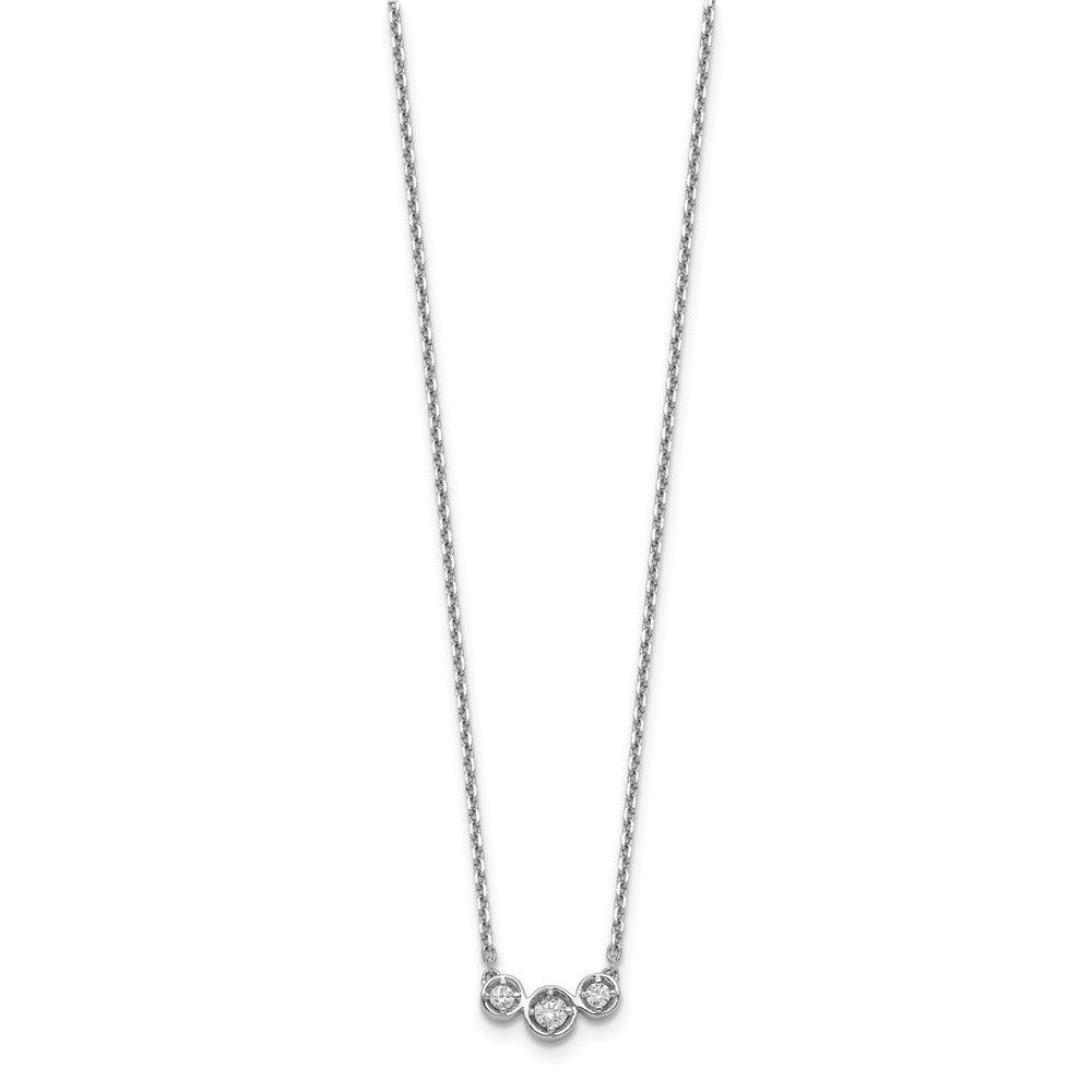 Sterling Shimmer Sterling Silver Rhodium-plated 16 inch 3 Stone CZ Necklace with 2 inch extender