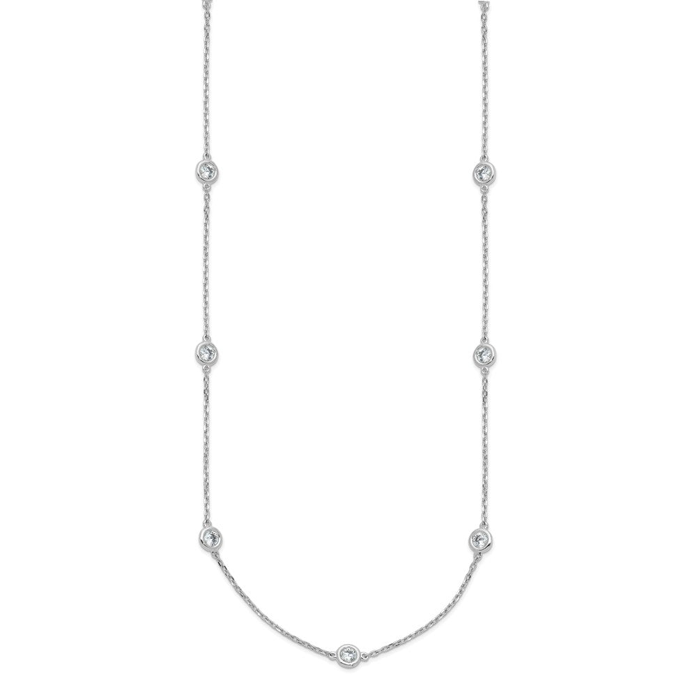 Sterling Shimmer Sterling Silver Rhodium-plated 3mm CZ 15 Stone 15 Station 24 inch Necklace