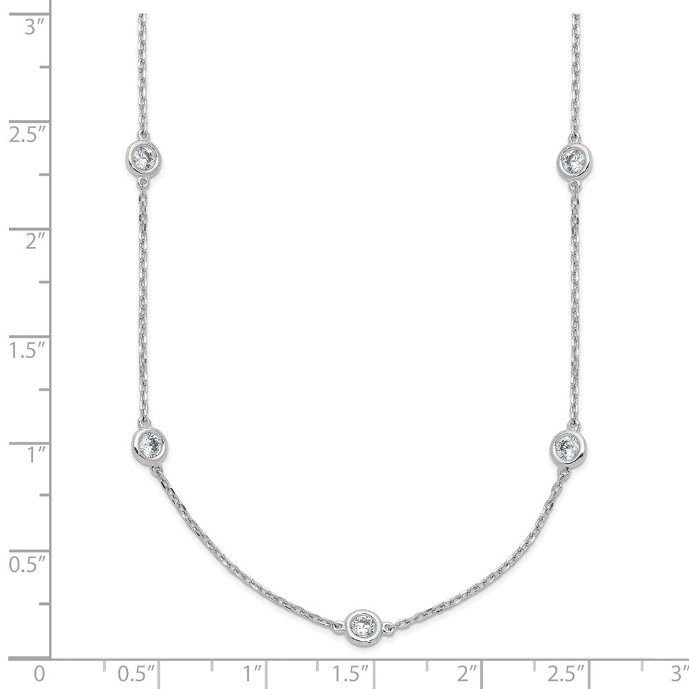 Sterling Shimmer Sterling Silver Rhodium-plated 3mm CZ 15 Stone 15 Station 24 inch Necklace