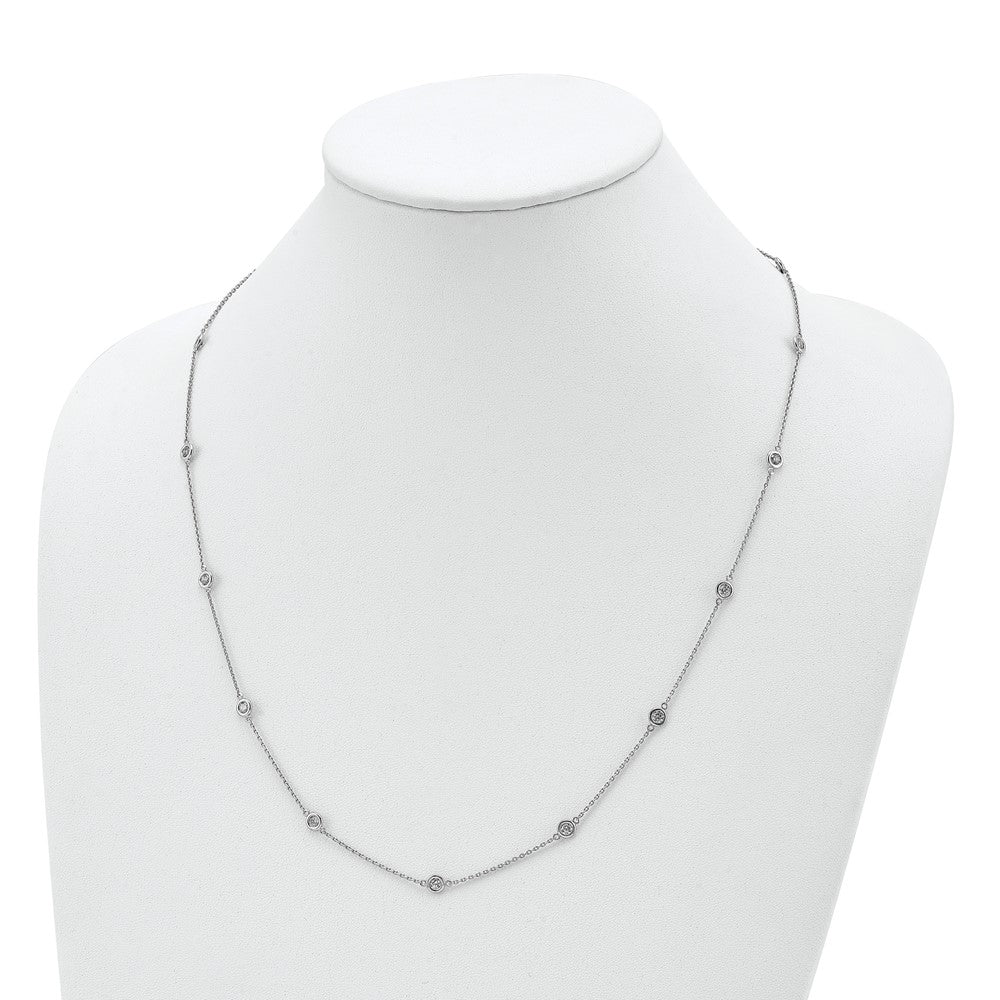 Sterling Shimmer Sterling Silver Rhodium-plated 3mm CZ 15 Stone 15 Station 24 inch Necklace