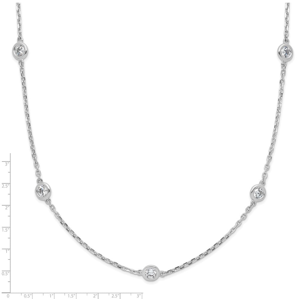 Sterling Shimmer Sterling Silver Rhodium-plated 3mm CZ 15 Stone 15 Station 24 inch Necklace