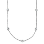 Sterling Shimmer Sterling Silver Rhodium-plated 3mm CZ 15 Stone 15 Station 24 inch Necklace