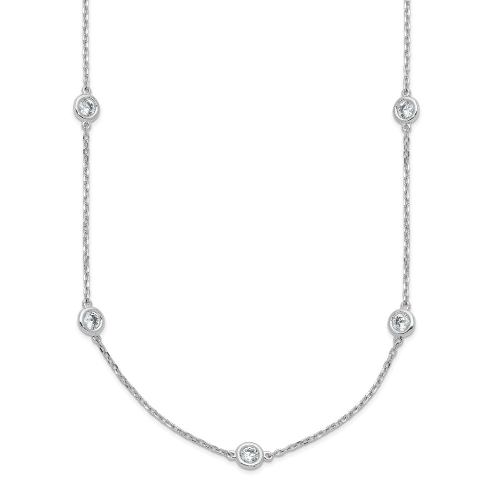 Sterling Shimmer Sterling Silver Rhodium-plated 3mm CZ 15 Stone 15 Station 24 inch Necklace