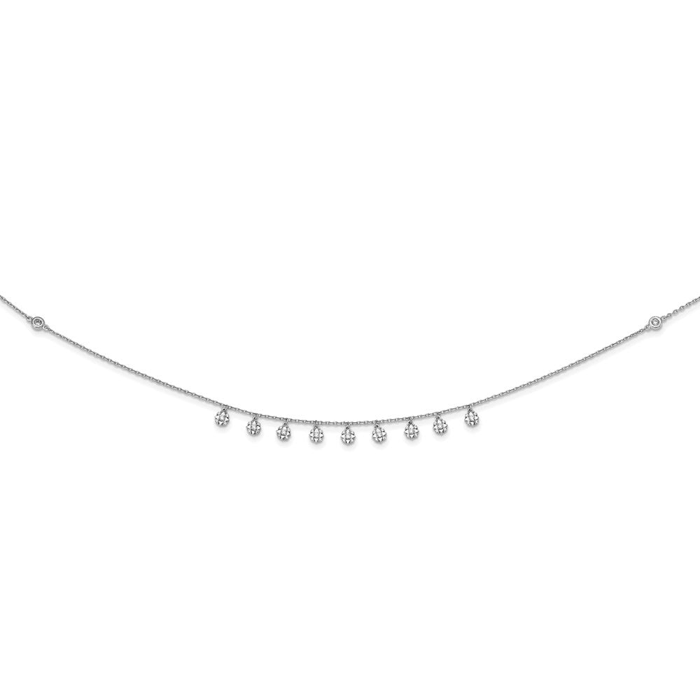 Sterling Shimmer Sterling Silver Rhodium-plated 18 inch 48 Stone 11 Star Stations CZ Necklace
