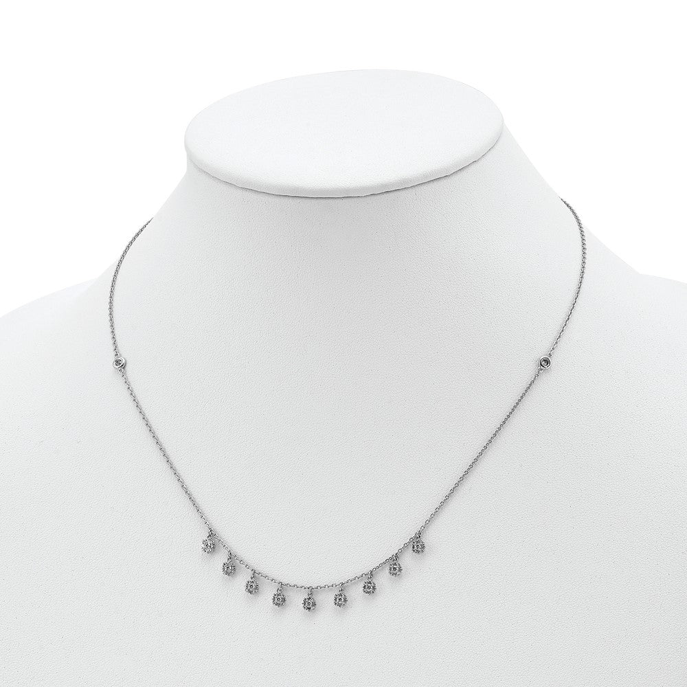 Sterling Shimmer Sterling Silver Rhodium-plated 18 inch 48 Stone 11 Star Stations CZ Necklace