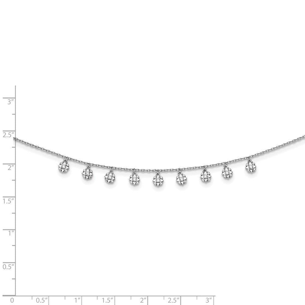 Sterling Shimmer Sterling Silver Rhodium-plated 18 inch 48 Stone 11 Star Stations CZ Necklace