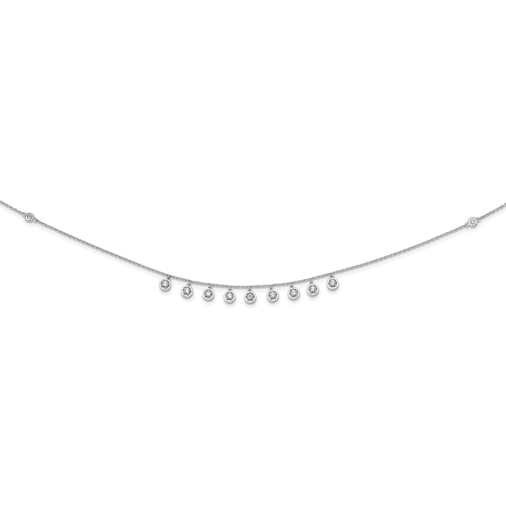 Sterling Shimmer Sterling Silver Rhodium-plated 18 inch 11 Stone 11 Station CZ Necklace