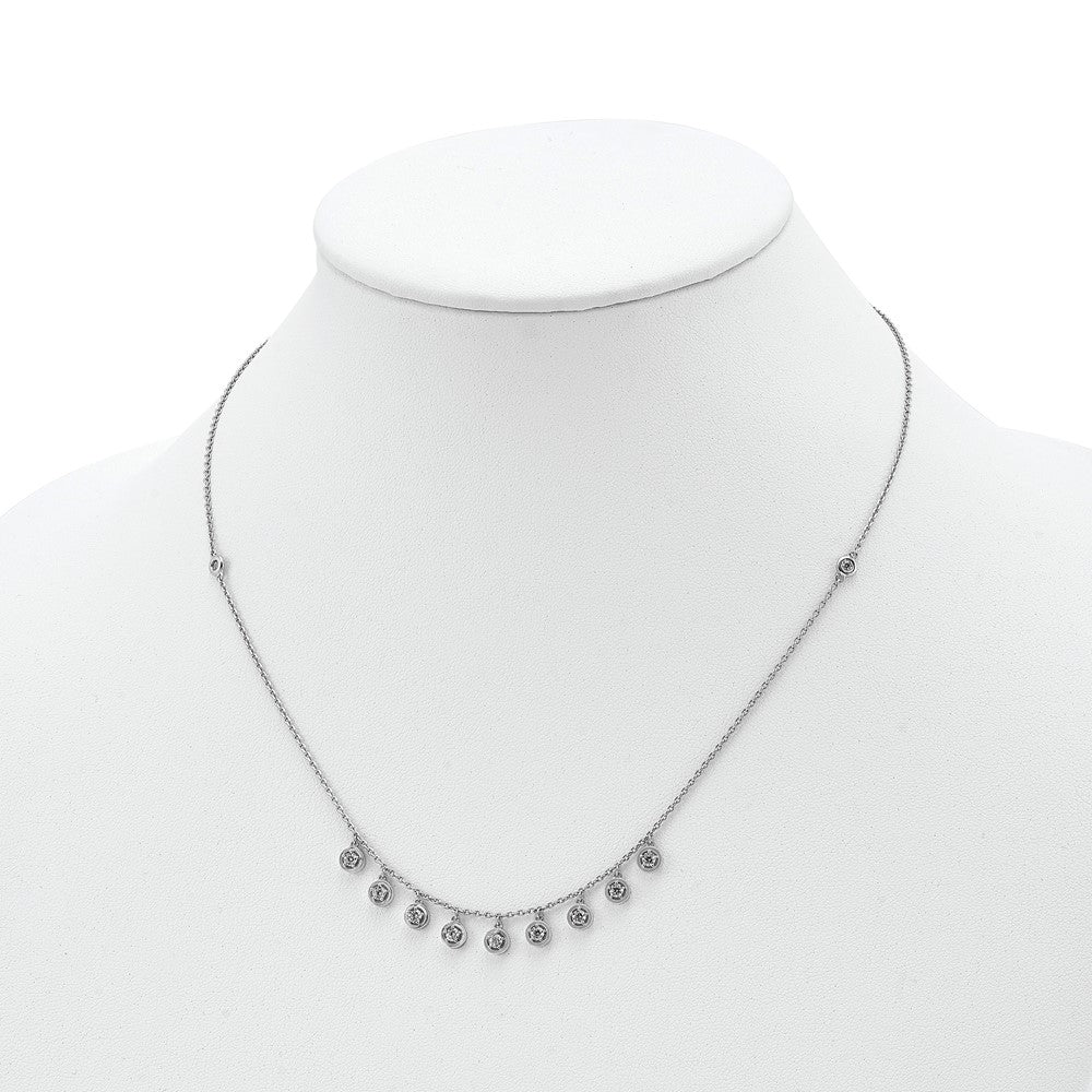 Sterling Shimmer Sterling Silver Rhodium-plated 18 inch 11 Stone 11 Station CZ Necklace