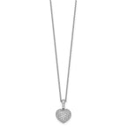 Sterling Shimmer Sterling Silver Rhodium-plated 16 inch 40 Stone Heart CZ Necklace with 2 inch extender