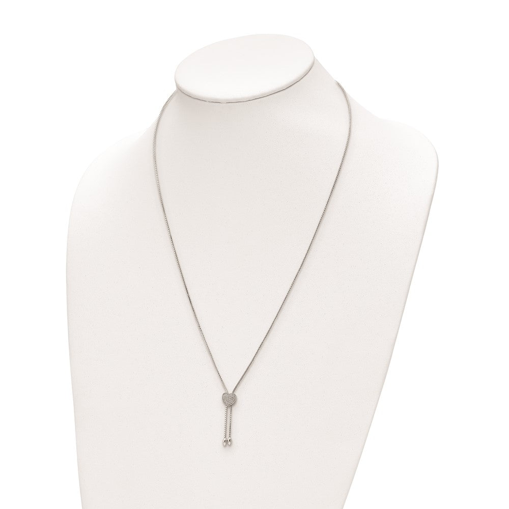 Sterling Shimmer Sterling Silver Rhodium-plated 26 inch Adjustable 27 Stone CZ Lariat Necklace
