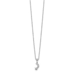 Sterling Shimmer Sterling Silver Rhodium-plated 4 Stone 16 inch Moon and Star CZ Necklace with 2 inch extender