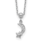 Sterling Shimmer Sterling Silver Rhodium-plated 4 Stone 16 inch Moon and Star CZ Necklace with 2 inch extender