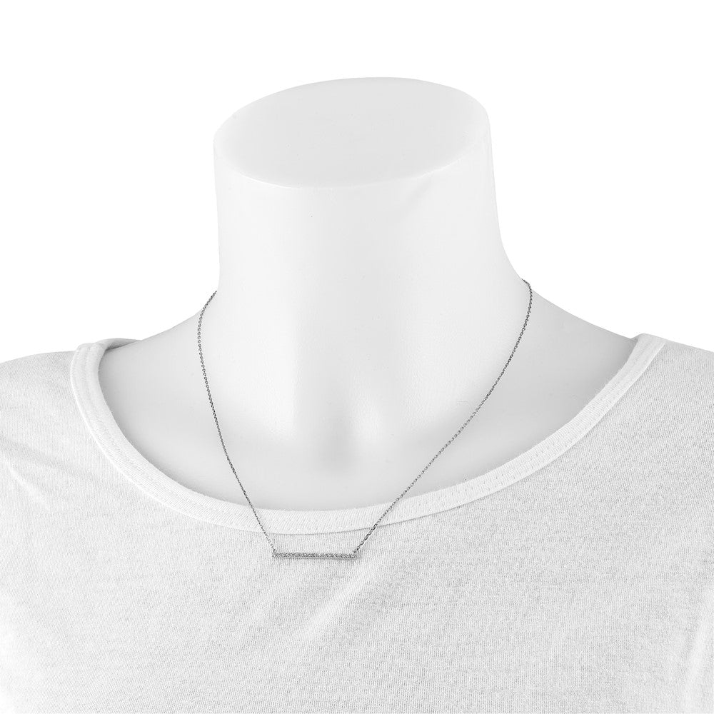 Sterling Shimmer Sterling Silver Rhodium-plated 16.25 inch 19 Stone CZ Bar Adjustable to 18 Choker Necklace