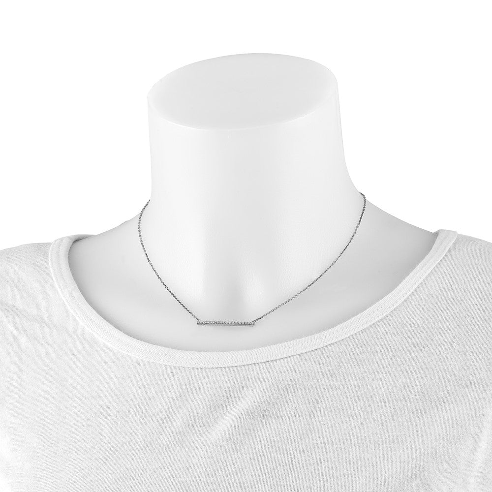 Sterling Shimmer Sterling Silver Rhodium-plated 16.25 inch 19 Stone CZ Bar Adjustable to 18 Choker Necklace