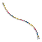 Prizma Sterling Silver Rhodium-plated 7.25 inch Channel-Set Colorful CZ Bracelet