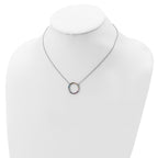 Prizma Sterling Silver Rhodium-plated 16 inch Colorful CZ Open Circle Necklace with 2 inch Extender