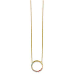 Prizma Sterling Silver Gold-tone 14K Flash Gold-plated 16 inch Colorful CZ Open Circle Necklace with 2 inch Extender