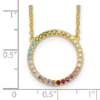 Prizma Sterling Silver Gold-tone 14K Flash Gold-plated 16 inch Colorful CZ Open Circle Necklace with 2 inch Extender