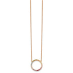 Prizma Sterling Silver Rose-tone 14K Flash Rose Gold-plated 16 inch Colorful CZ Open Circle Necklace with 2 inch Extender